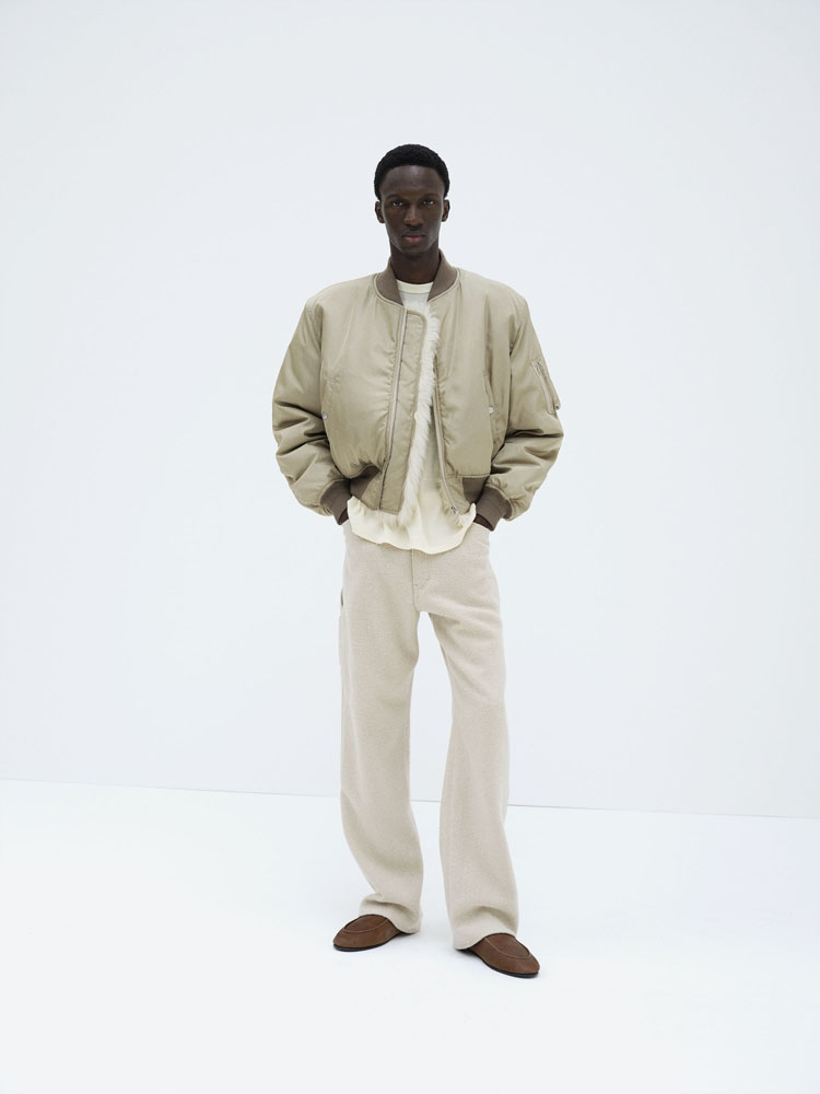 SILK TWILL FLIGHT BLOUSON / MERINO MOUTON LINING