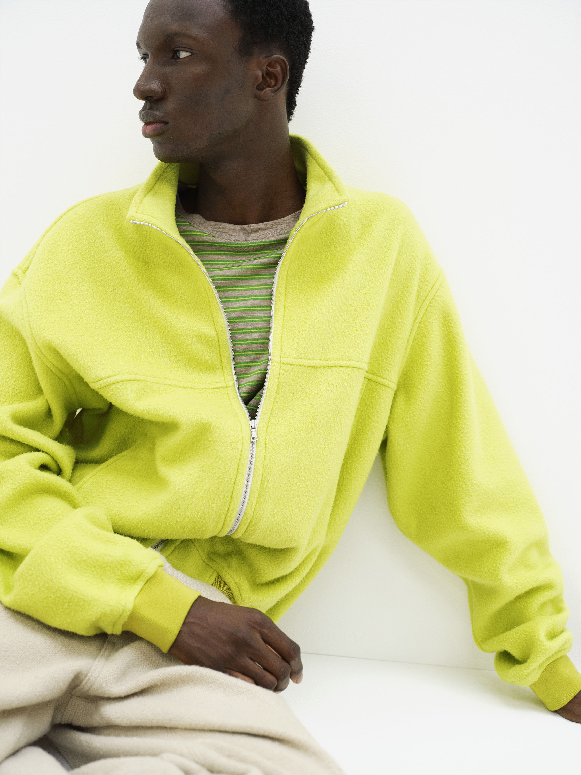 PURE SILK COMFORT FLEECE ZIP BLOUSON 詳細画像 LIME YELLOW 4