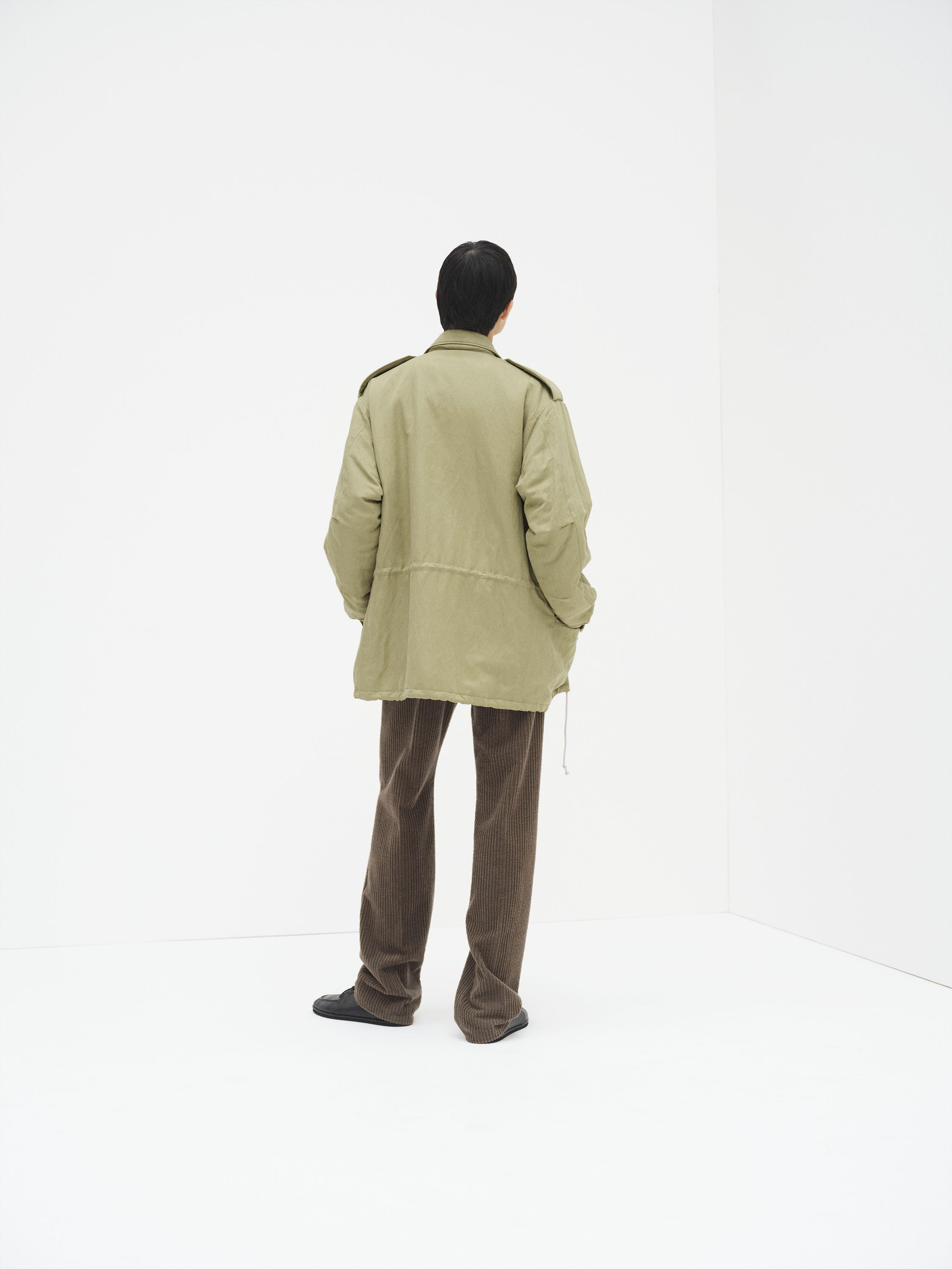 BRUSHED SILK LINEN SATIN PADDED MILITARY BLOUSON 詳細画像 LIGHT KHAKI 4