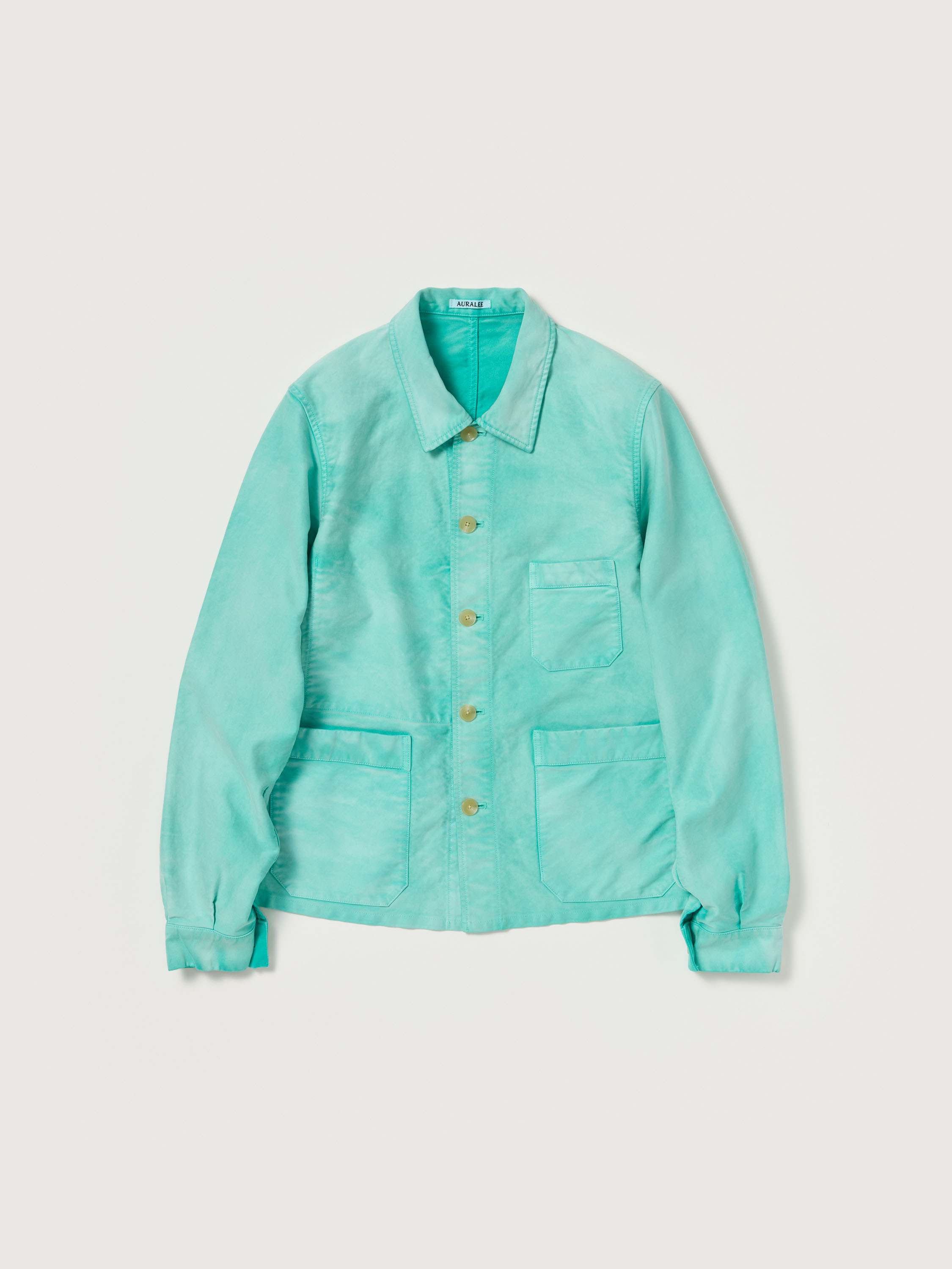 GARMENT-DYED ORGANIC COTTON HEAVY MOLESKIN COVERALL 詳細画像 FADED AQUA GREEN 1