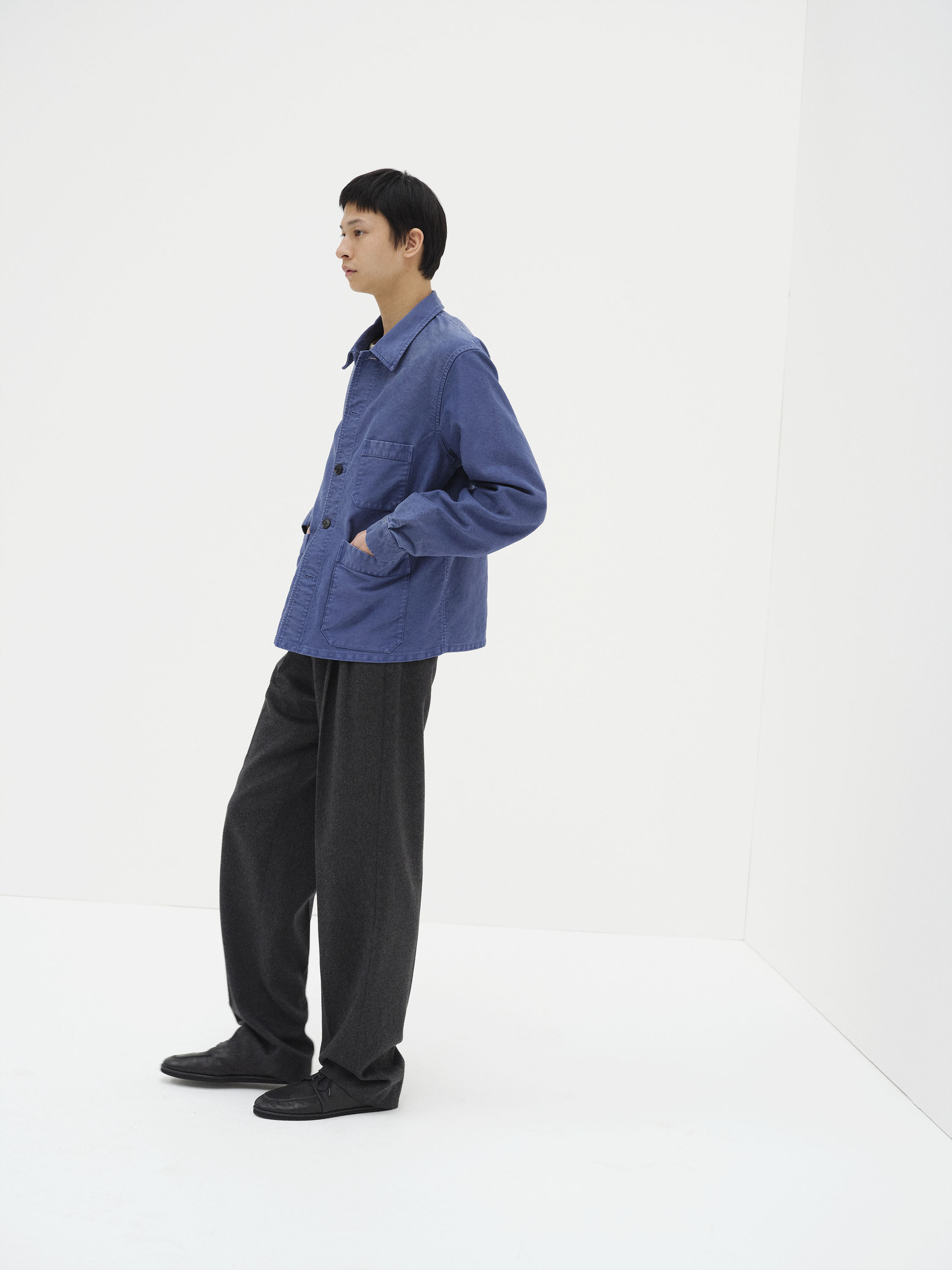 GARMENT-DYED ORGANIC COTTON HEAVY MOLESKIN COVERALL 詳細画像 FADED NAVY 4
