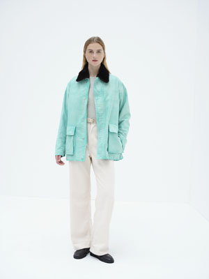 GARMENT-DYED ORGANIC COTTON HEAVY MOLESKIN BLOUSON
