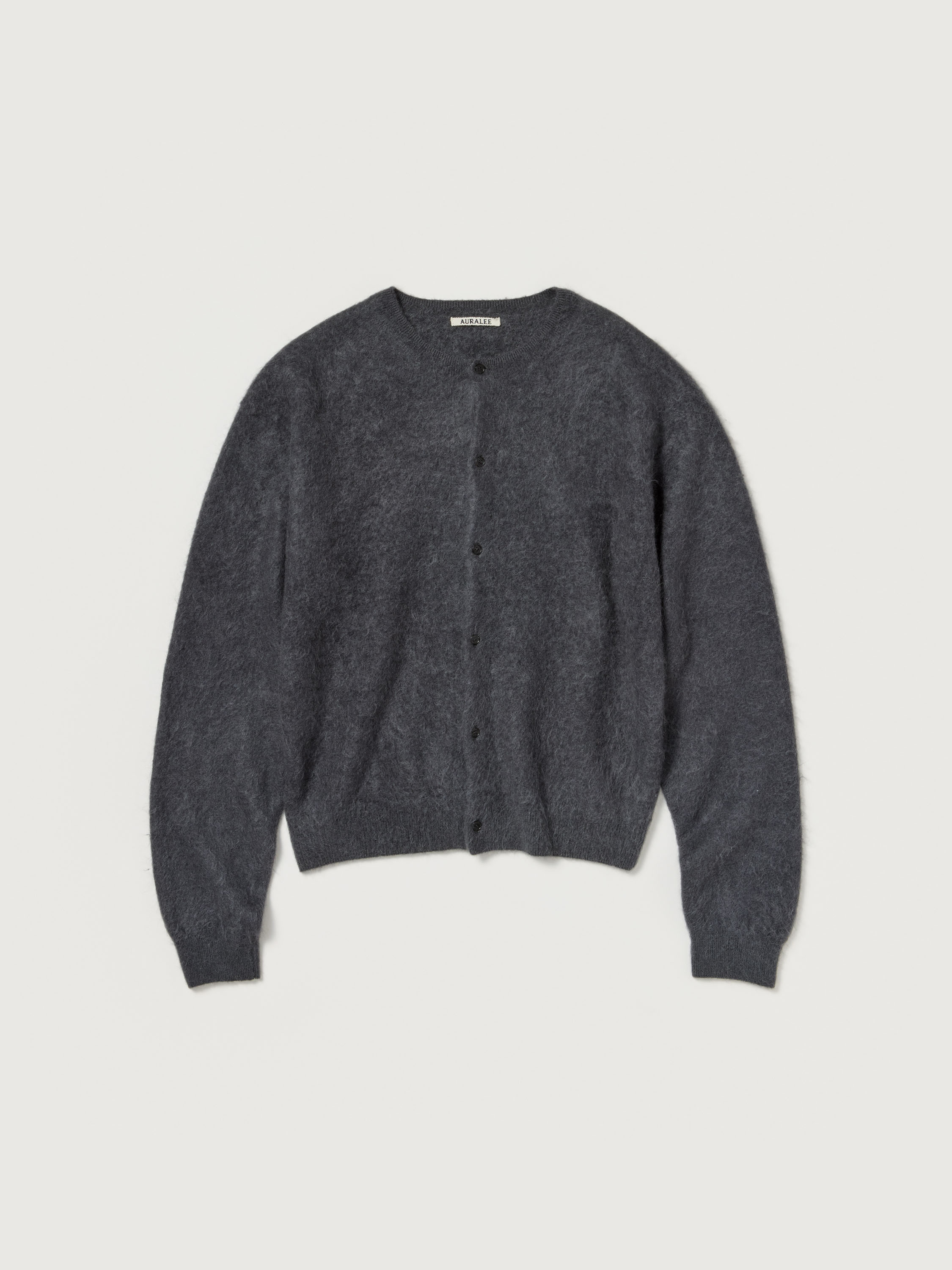 GARMENT-DYED BABY ALPACA FUR KNIT CREW-NECK CARDIGAN 詳細画像 DARK GRAY 1