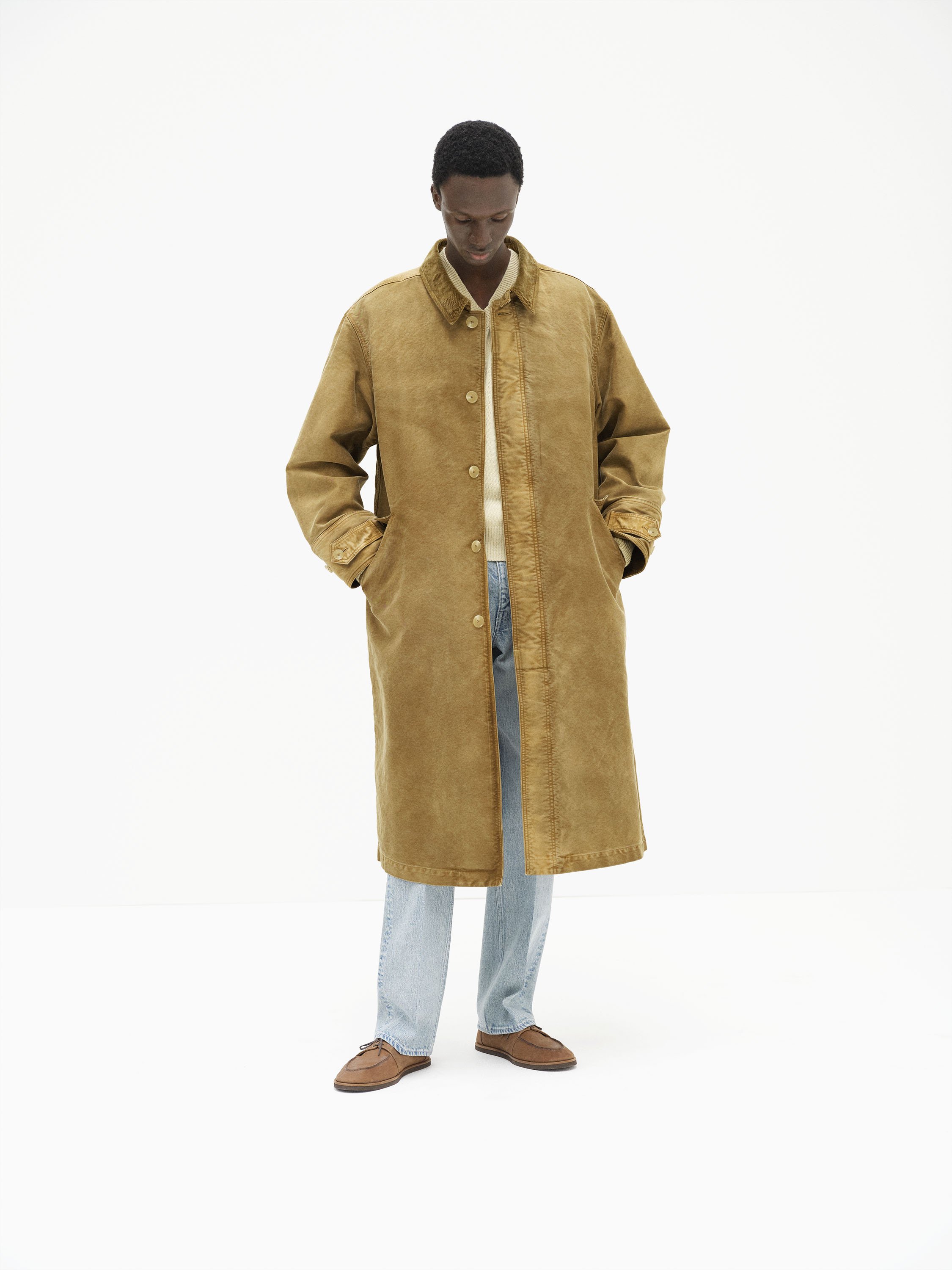 GARMENT-DYED ORGANIC COTTON HEAVY MOLESKIN COAT 詳細画像 FADED BROWN 1