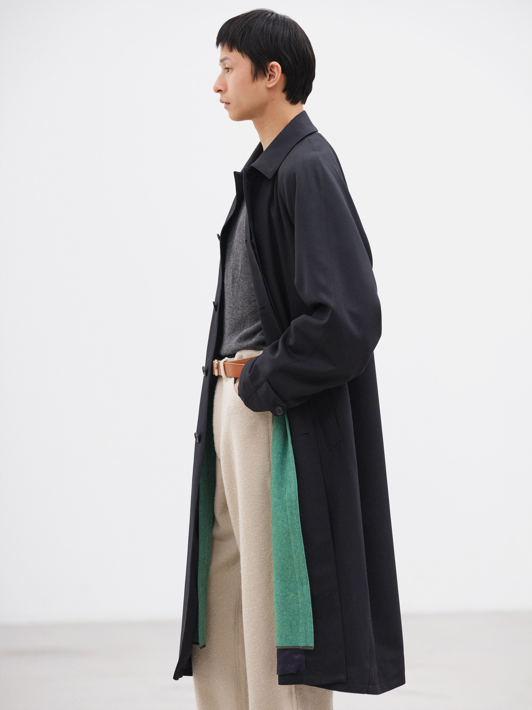 ULTRA FINE WOOL TWILL WOOL-LINED COAT 詳細画像 DARK NAVY &times; MIX GREEN 2