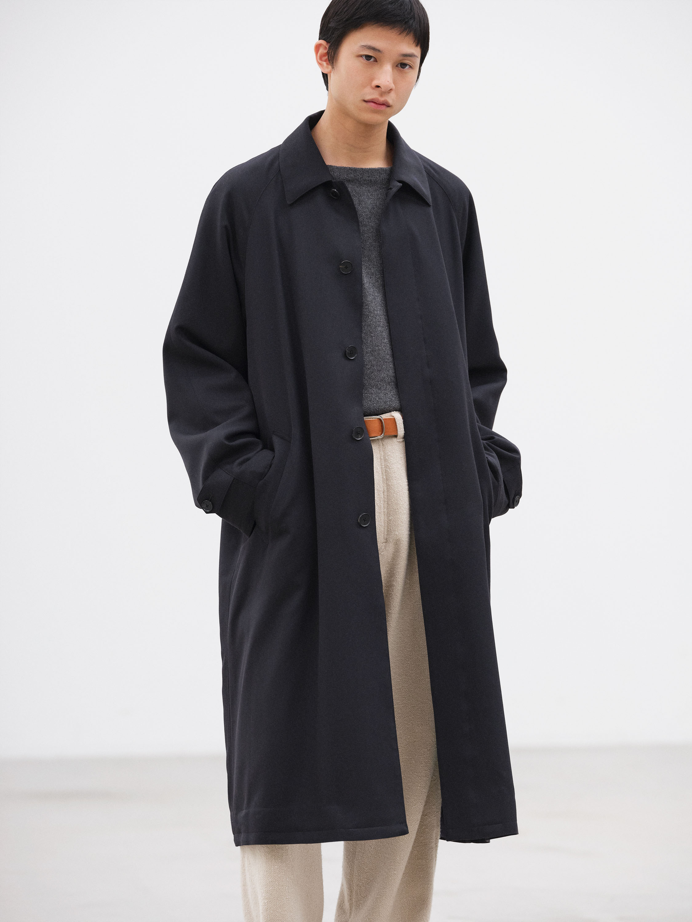 ULTRA FINE WOOL TWILL WOOL-LINED COAT 詳細画像 DARK NAVY &times; MIX GREEN 3