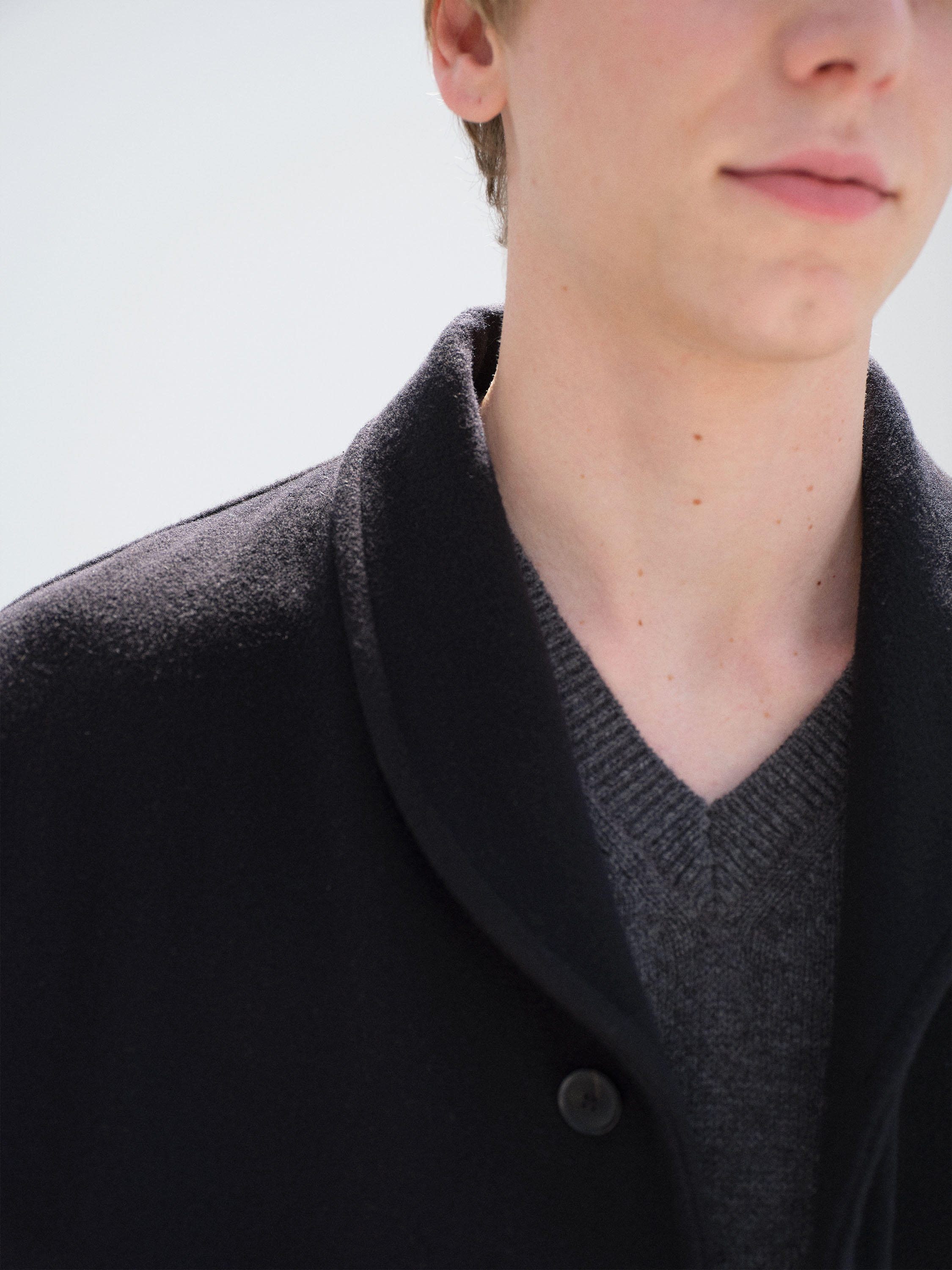 SUPER FINE WOOL MOSSER SHAWL COLLAR COAT 詳細画像 BLACK 3