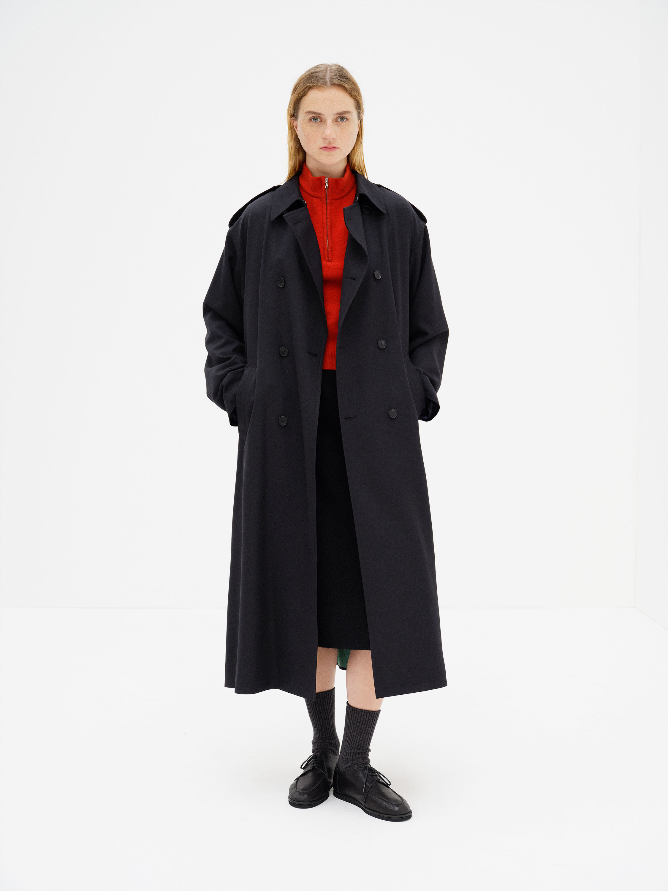 ULTRA FINE WOOL TRENCH COAT WITH DETACHABLE LINER 詳細画像 DARK NAVY &times; MIX GREEN 1