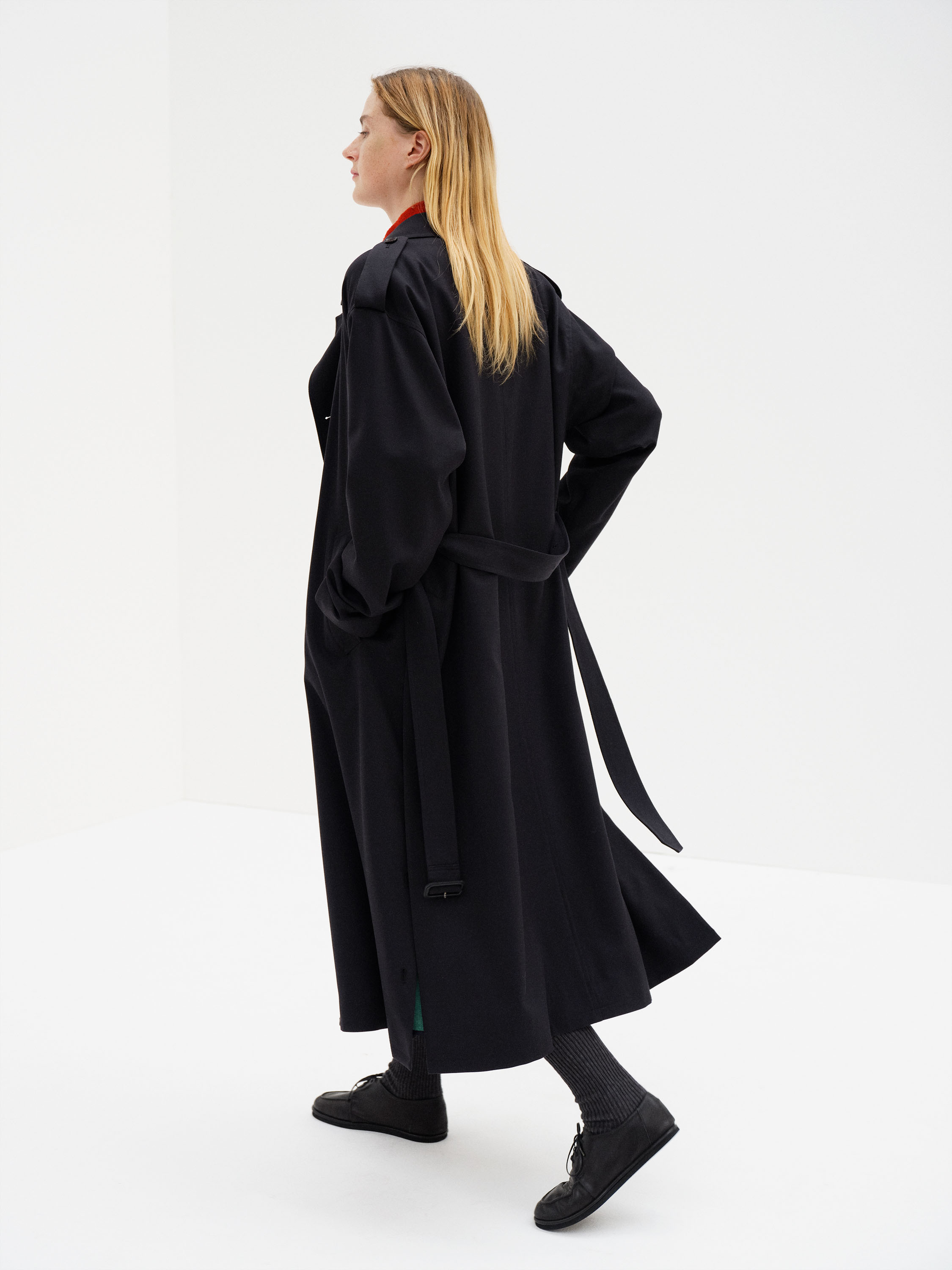 ULTRA FINE WOOL TRENCH COAT WITH DETACHABLE LINER 詳細画像 DARK NAVY &times; MIX GREEN 3