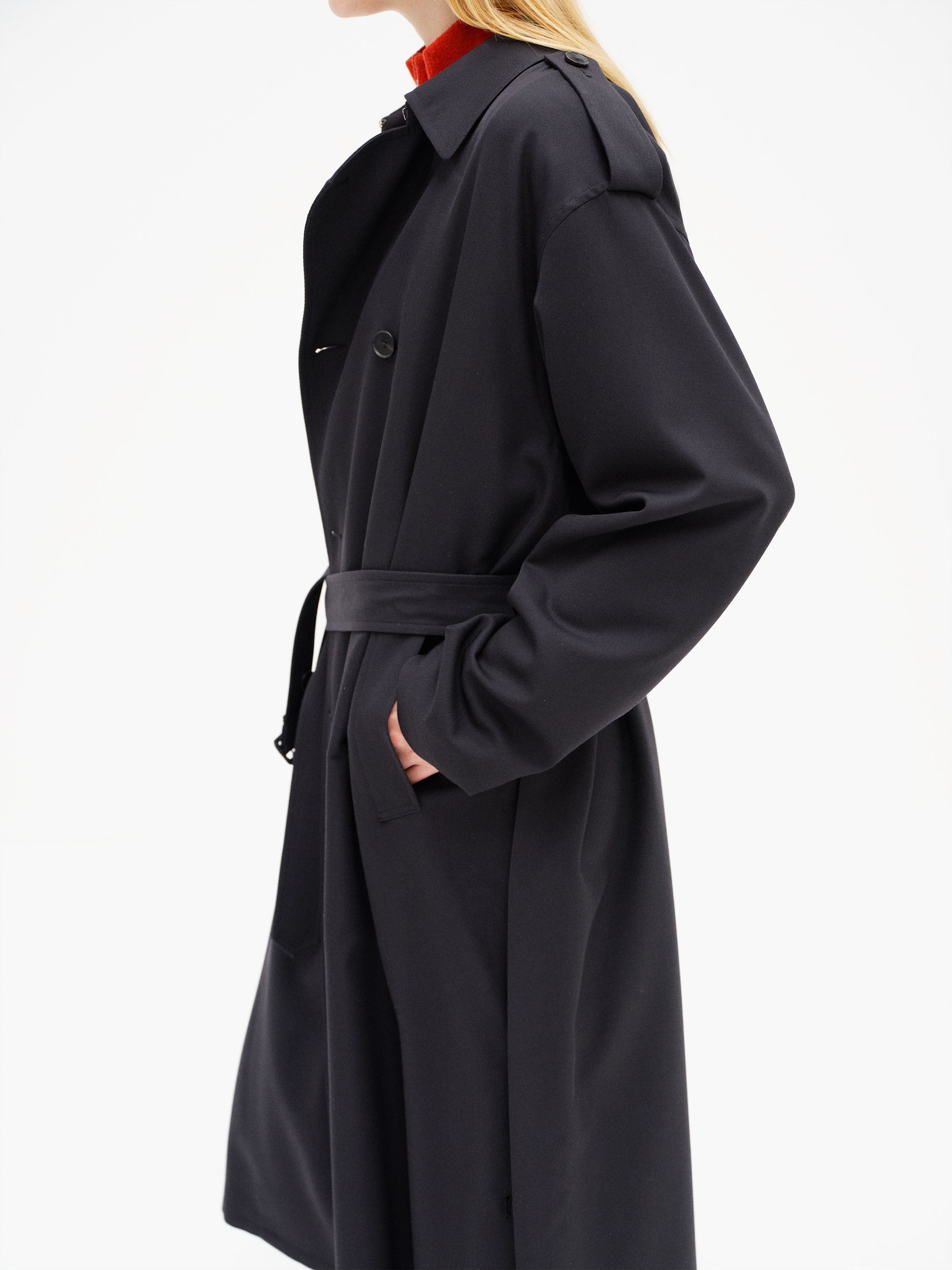 ULTRA FINE WOOL TRENCH COAT WITH DETACHABLE LINER 詳細画像 DARK NAVY &times; MIX GREEN 4