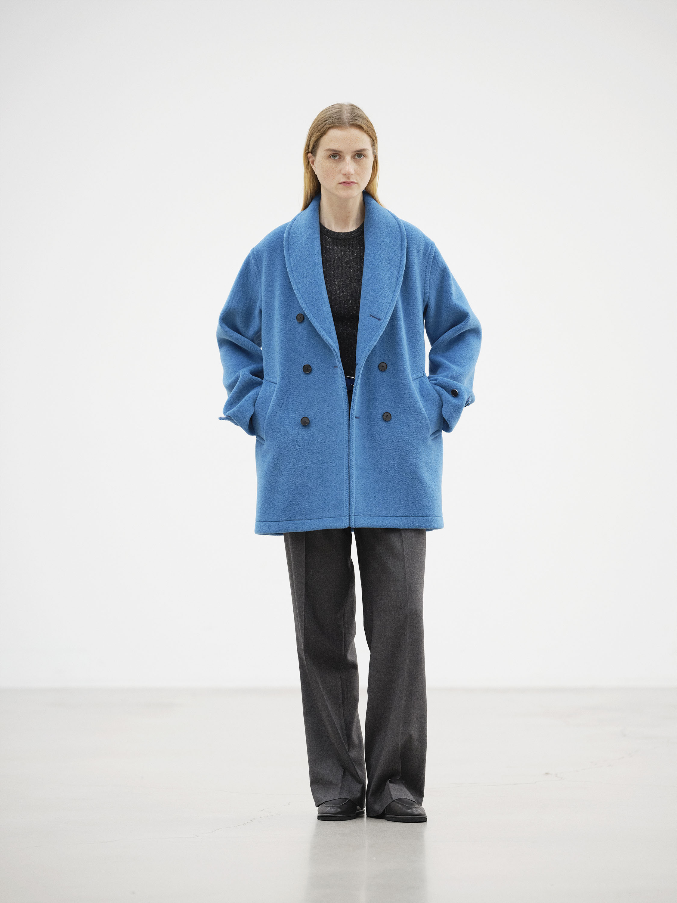 WOOL HERRINGBONE SHAWL COLLAR COAT 詳細画像 CERULEAN BLUE 3