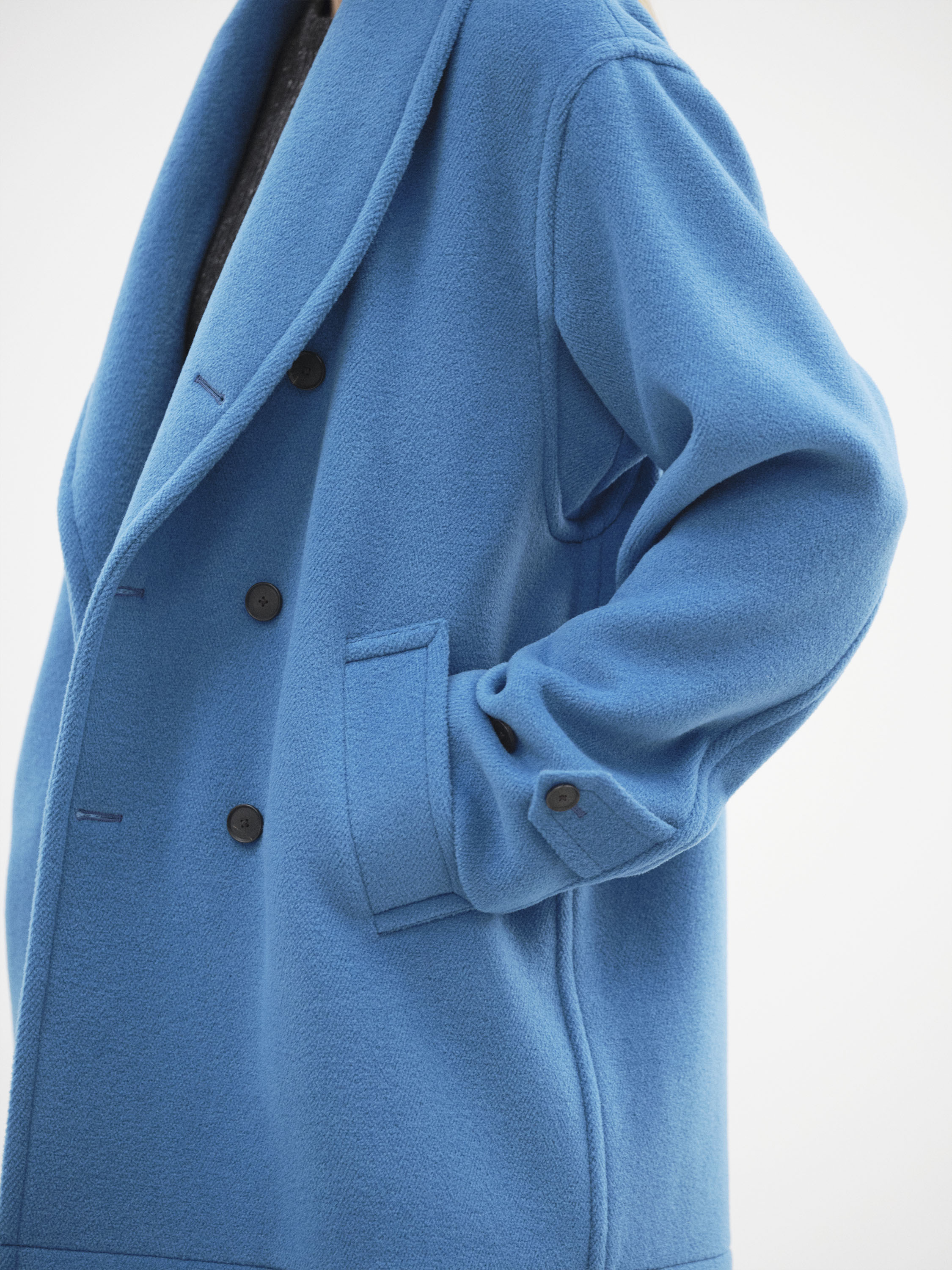WOOL HERRINGBONE SHAWL COLLAR COAT 詳細画像 CERULEAN BLUE 4