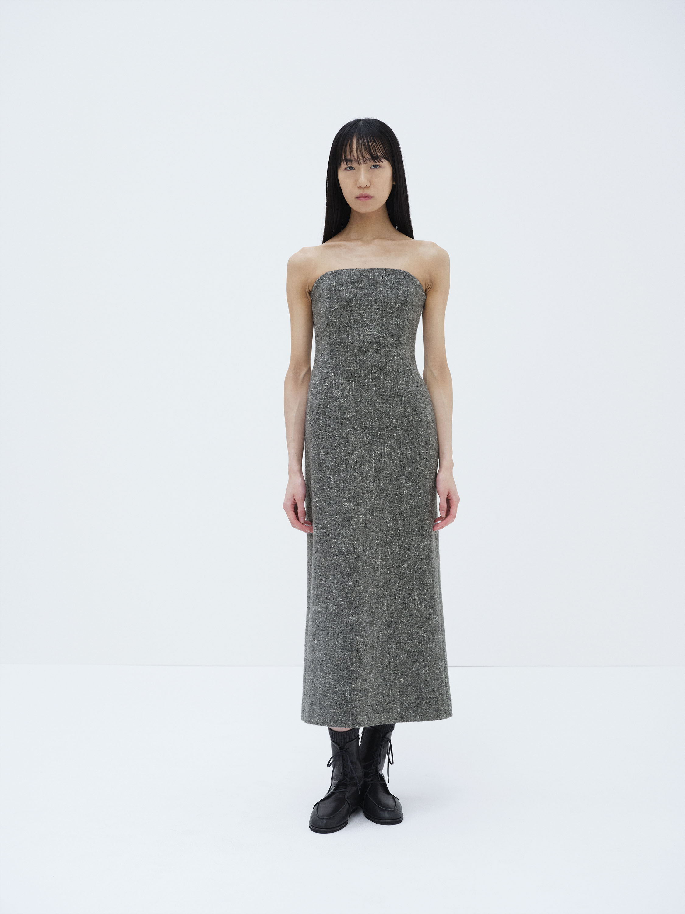 HOMESPUN TWEED DRESS 詳細画像 MIX GRAY 3
