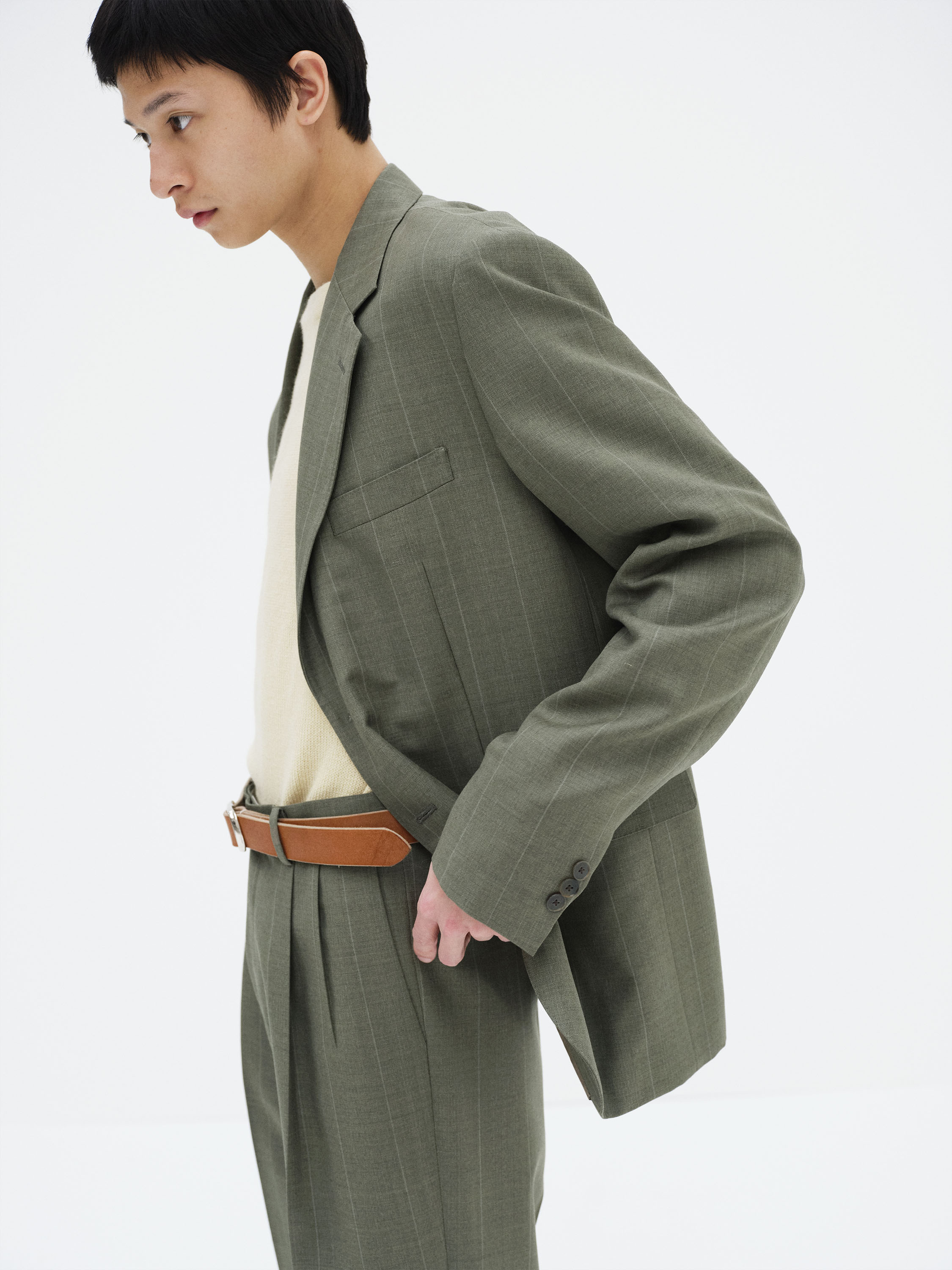 BLUEFACED WOOL JACKET 詳細画像 OLIVE GRAY STRIPE 3