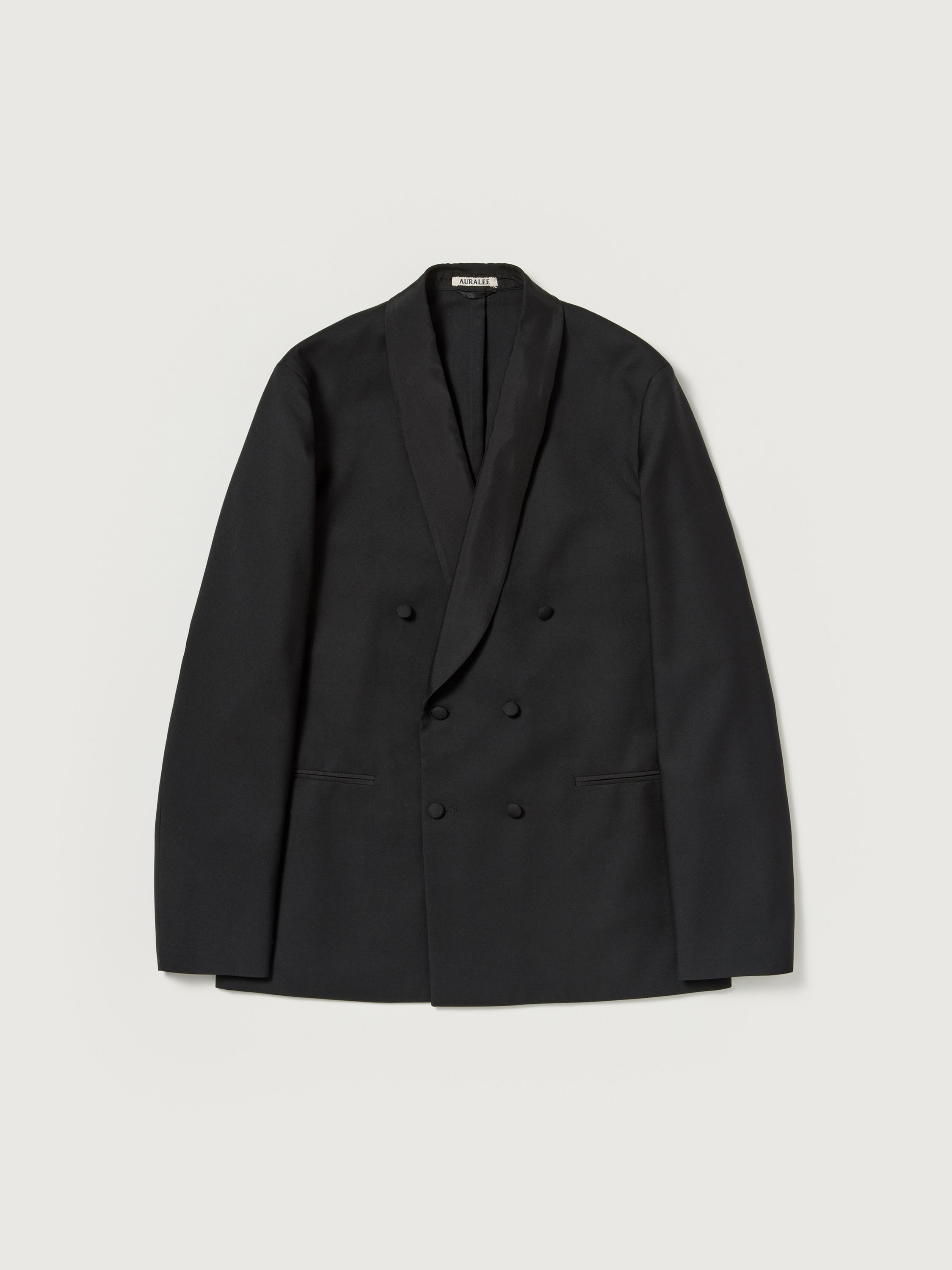 HIGH-DENSITY WOOL WORSTED SHAWL COLLAR JACKET 詳細画像 BLACK 5