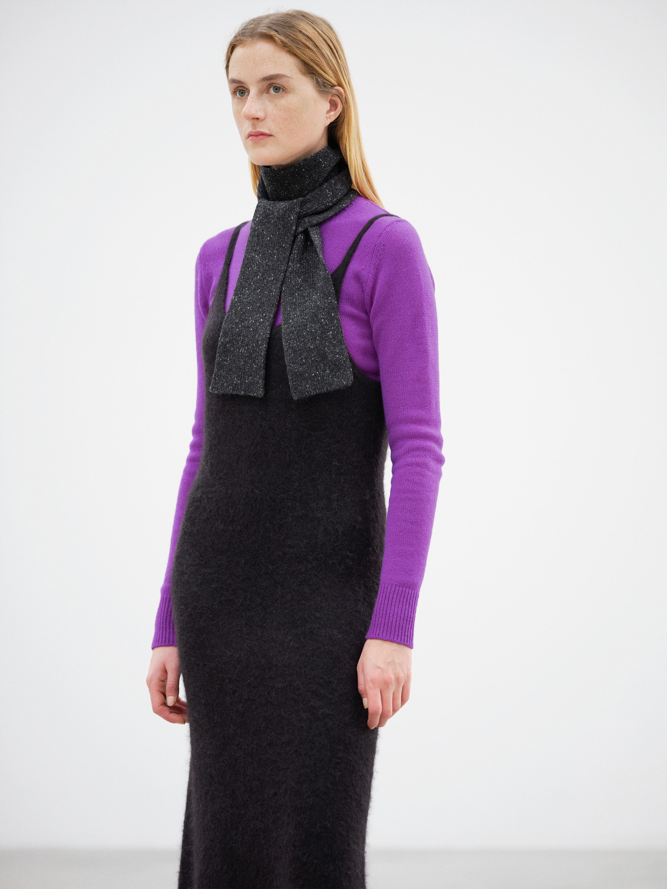 CASHMERE NEP KNIT STOLE 詳細画像 MIX BLACK 2