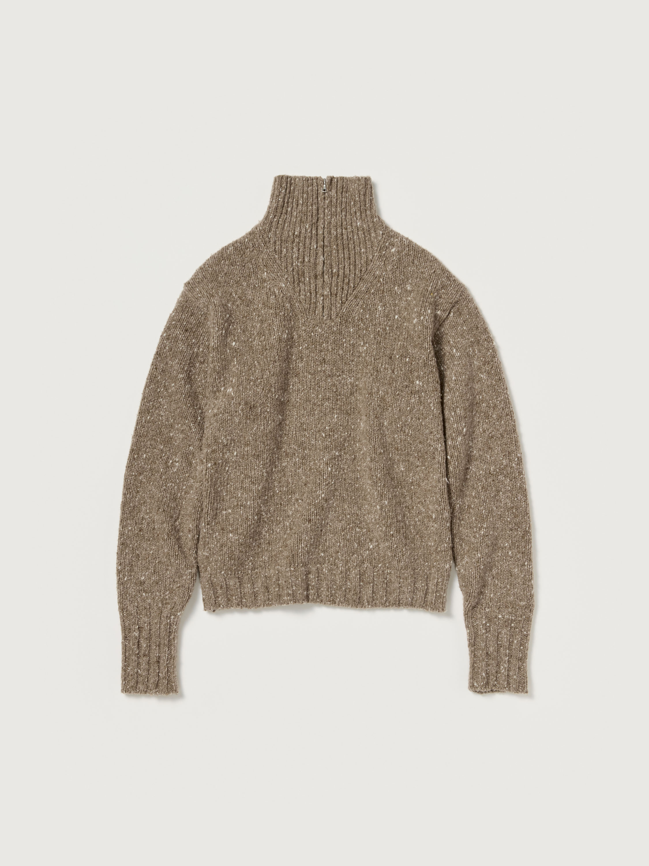 LOW-GAUGE HOMESPUN TWEED KNIT ZIP TURTLE 詳細画像 TOP BROWN 5