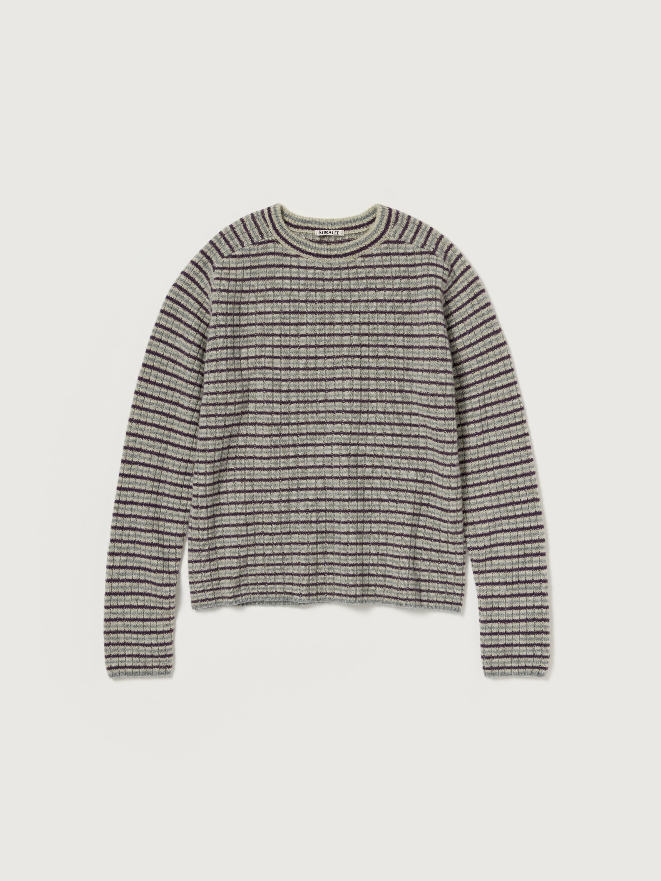 SHETLAND WOOL CASHMERE RIB KNIT P/O 詳細画像 LIME PURPLE STRIPE 1