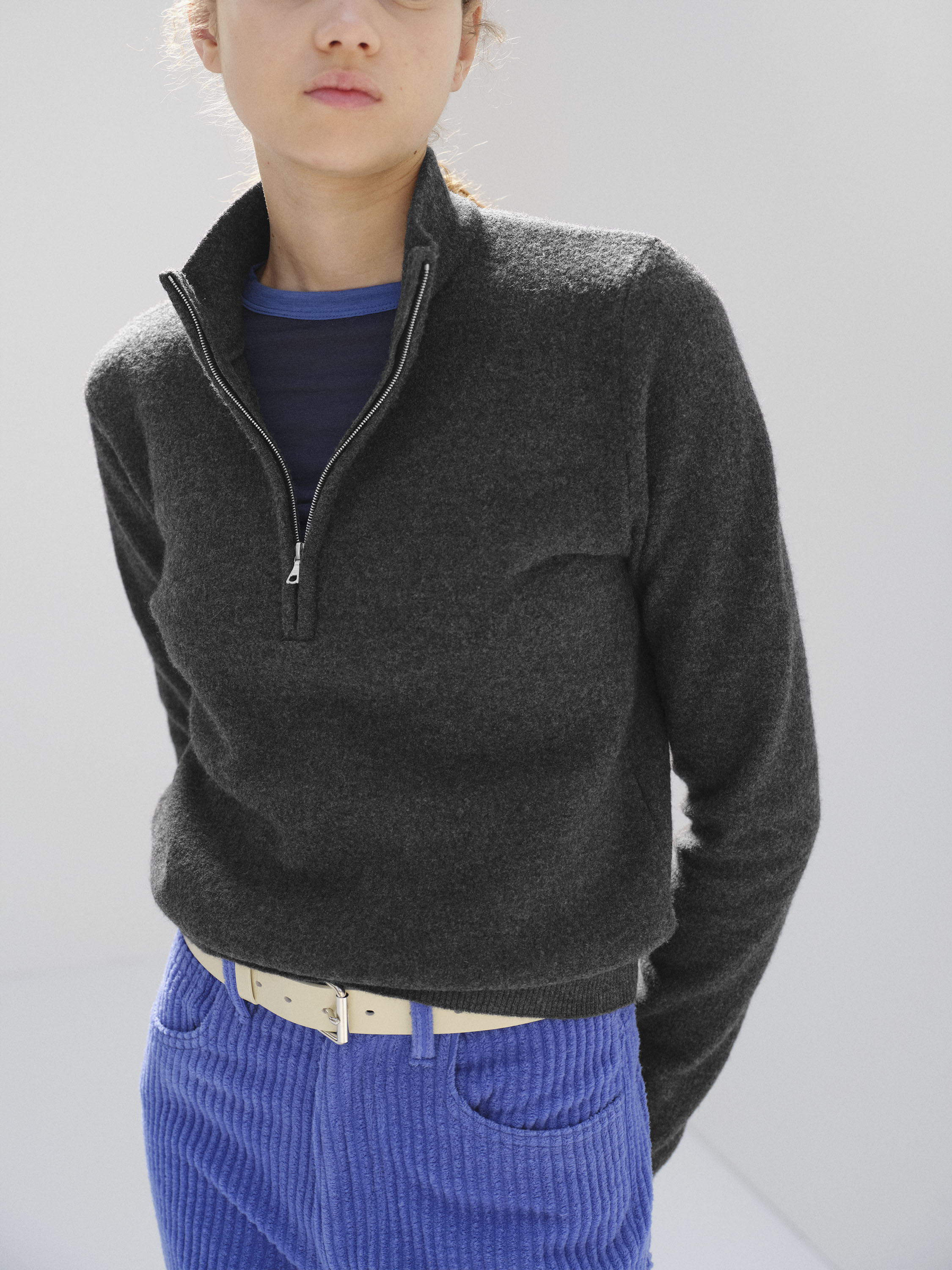 SMOOTH FULLED WOOL KNIT HALF ZIP P/O 詳細画像 CHARCOAL 3