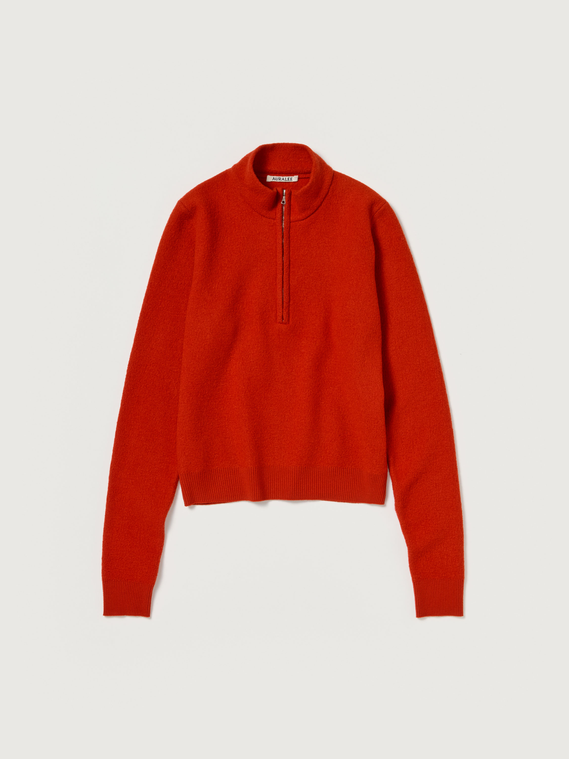 SMOOTH FULLED WOOL KNIT HALF ZIP P/O 詳細画像 RED 1
