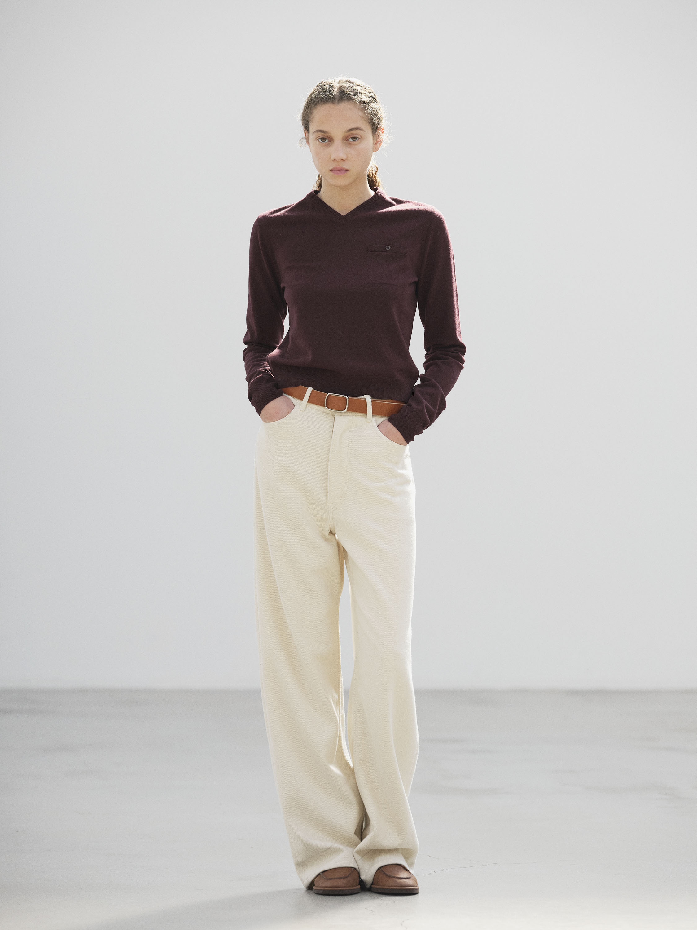 SILK NEP DENIM 5P WIDE PANTS 詳細画像 IVORY WHITE 1