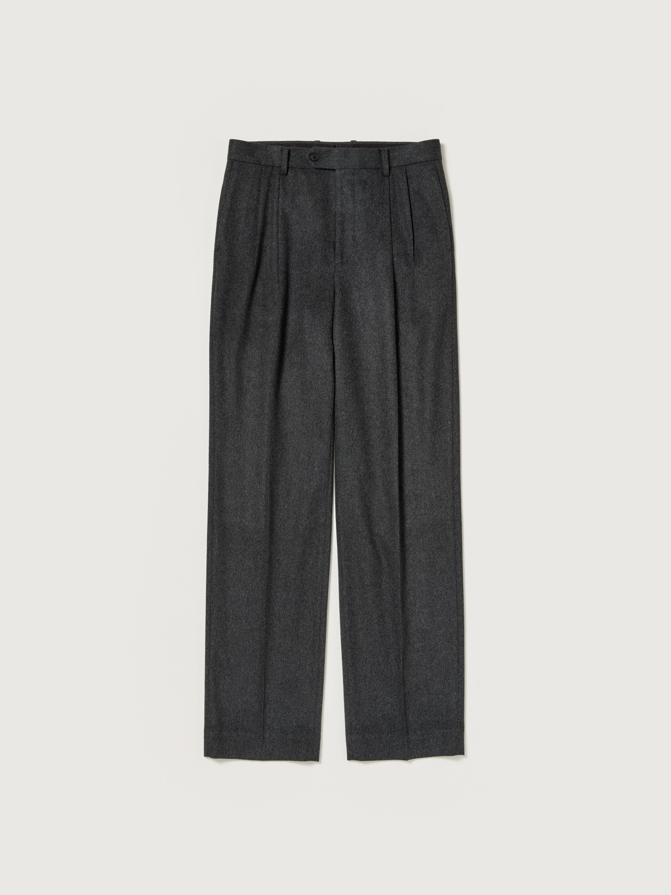 CASHMERE MOLESKIN TWO-TUCK SLACKS 詳細画像 TOP CHARCOAL 1