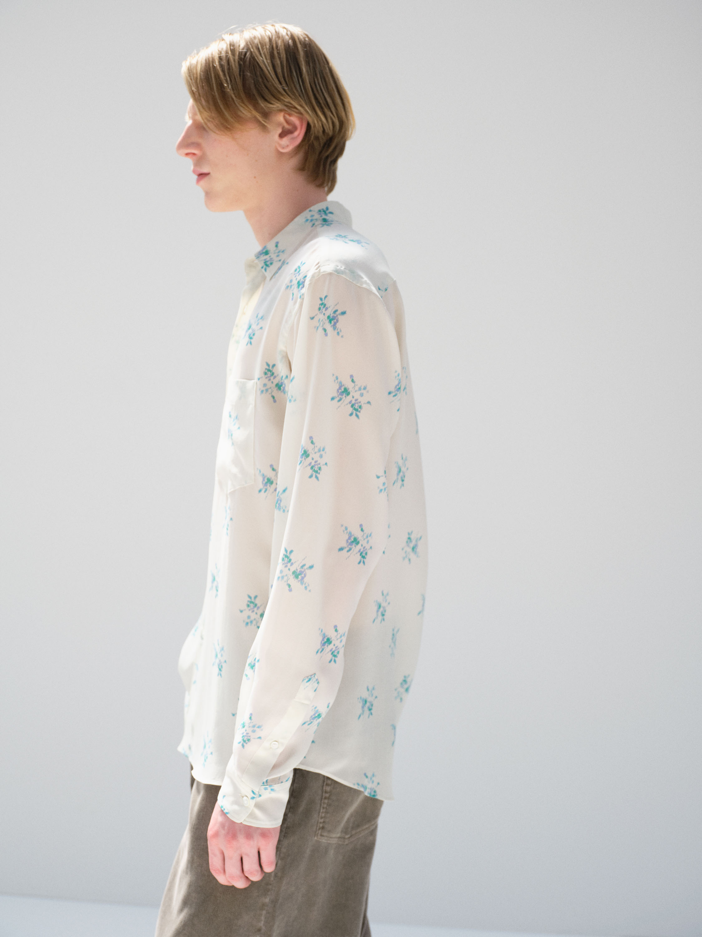 PRINTED AIRY SILK GEORGETTE SHIRT 詳細画像 IVORY WHITE 3