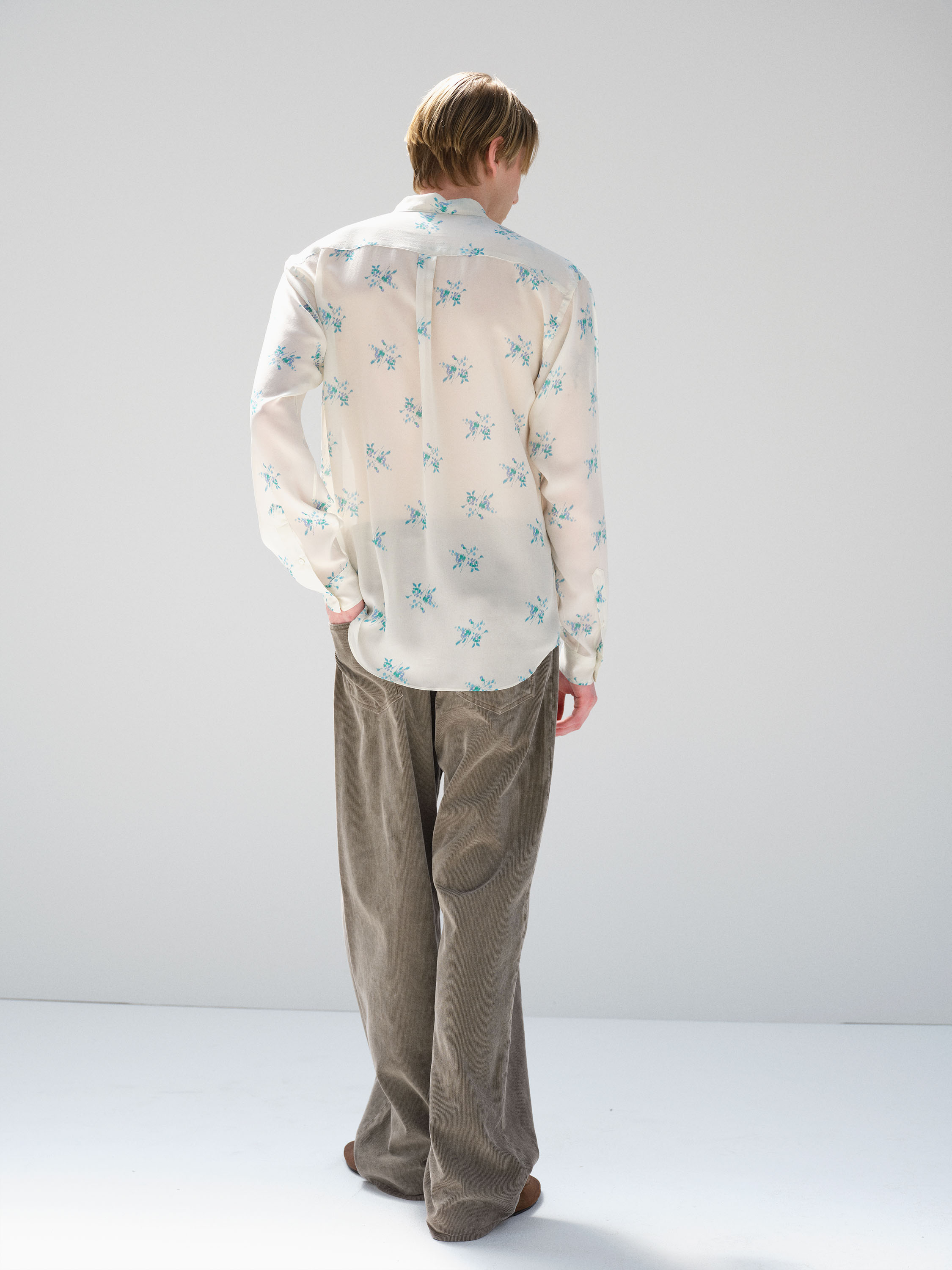 PRINTED AIRY SILK GEORGETTE SHIRT 詳細画像 IVORY WHITE 4