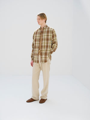 CASHMERE SILK CHECKED FLANNEL BIG SHIRT