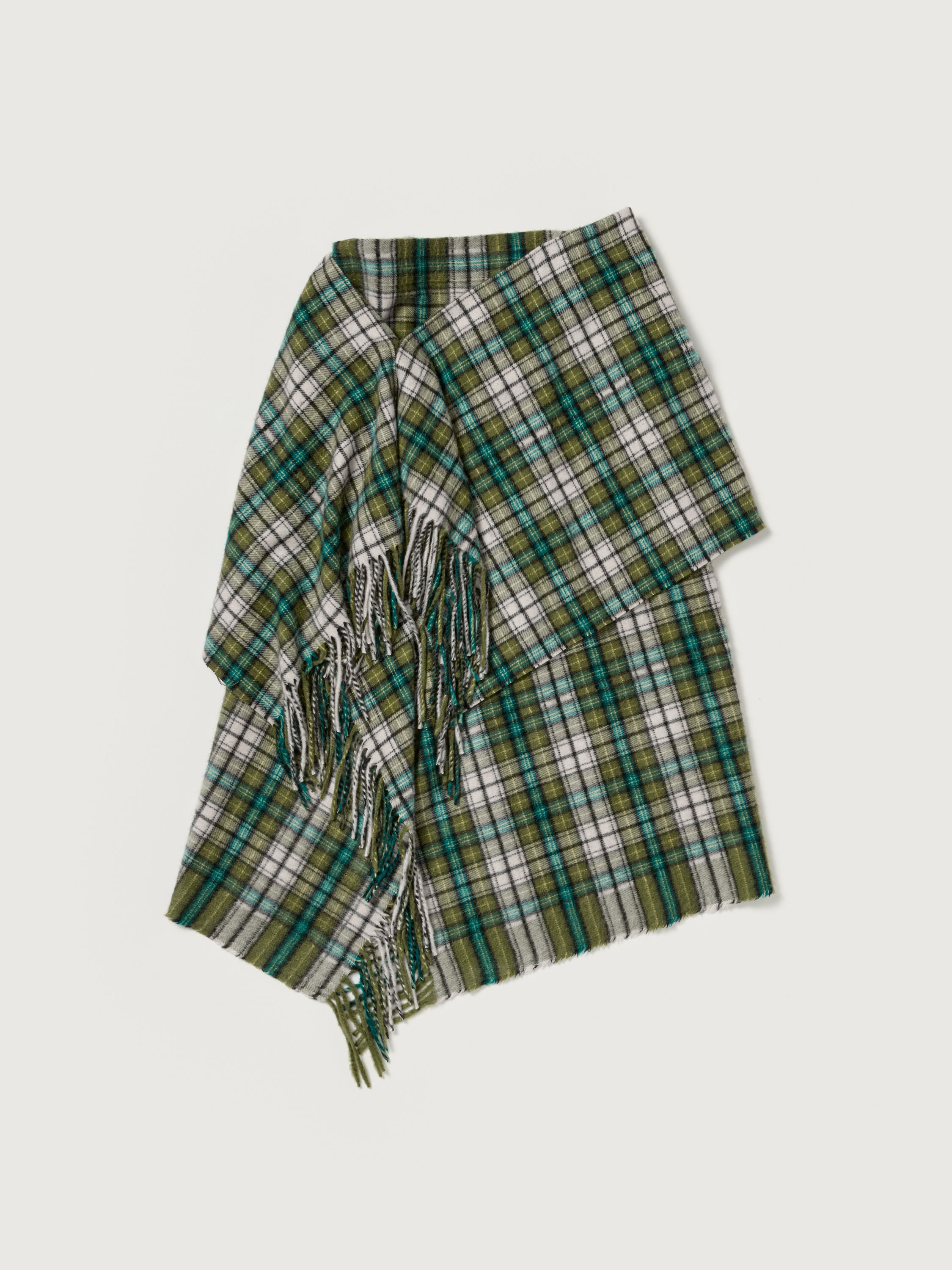 CASHMERE CHECK WRAP SKIRT 詳細画像 MOSS GREEN CHECK 7