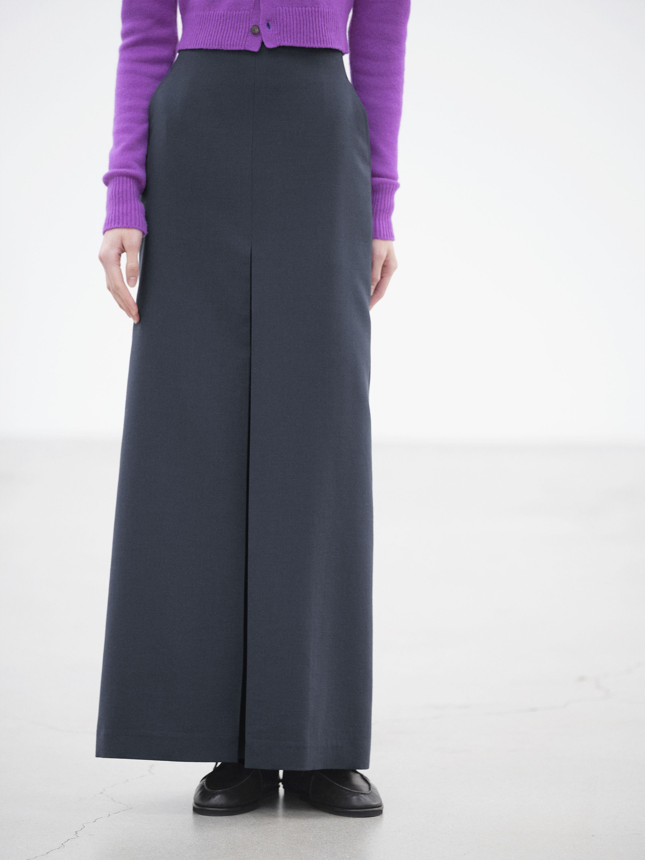 TENSE WOOL DOUBLE CLOTH SLIT SKIRT 詳細画像 LIGHT NAVY 3