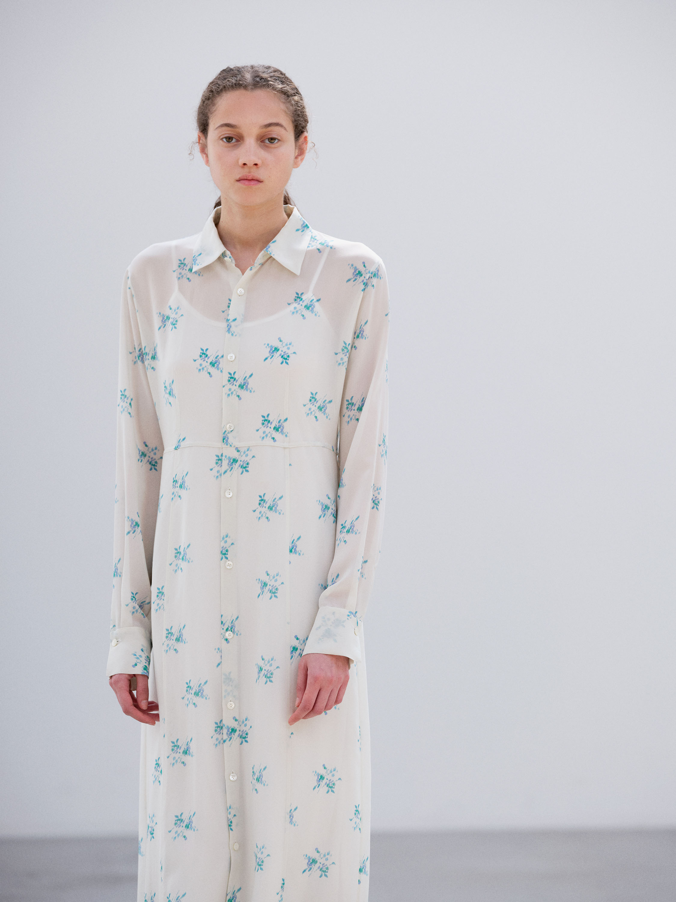 PRINTED AIRY SILK GEORGETTE DRESS 詳細画像 IVORY WHITE 3