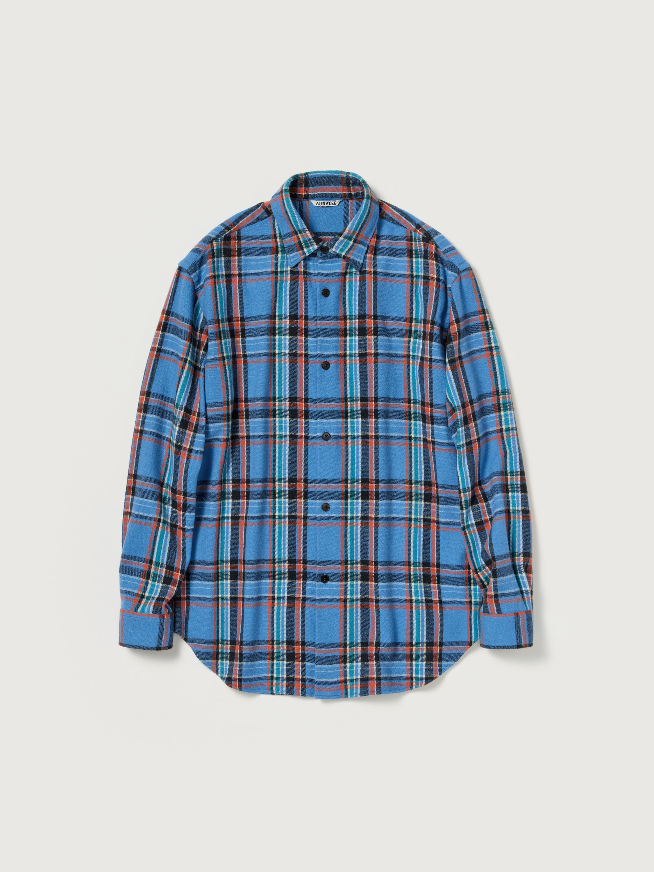 CASHMERE SILK CHECKED FLANNEL SHIRT 詳細画像 BLUE CHECK 1