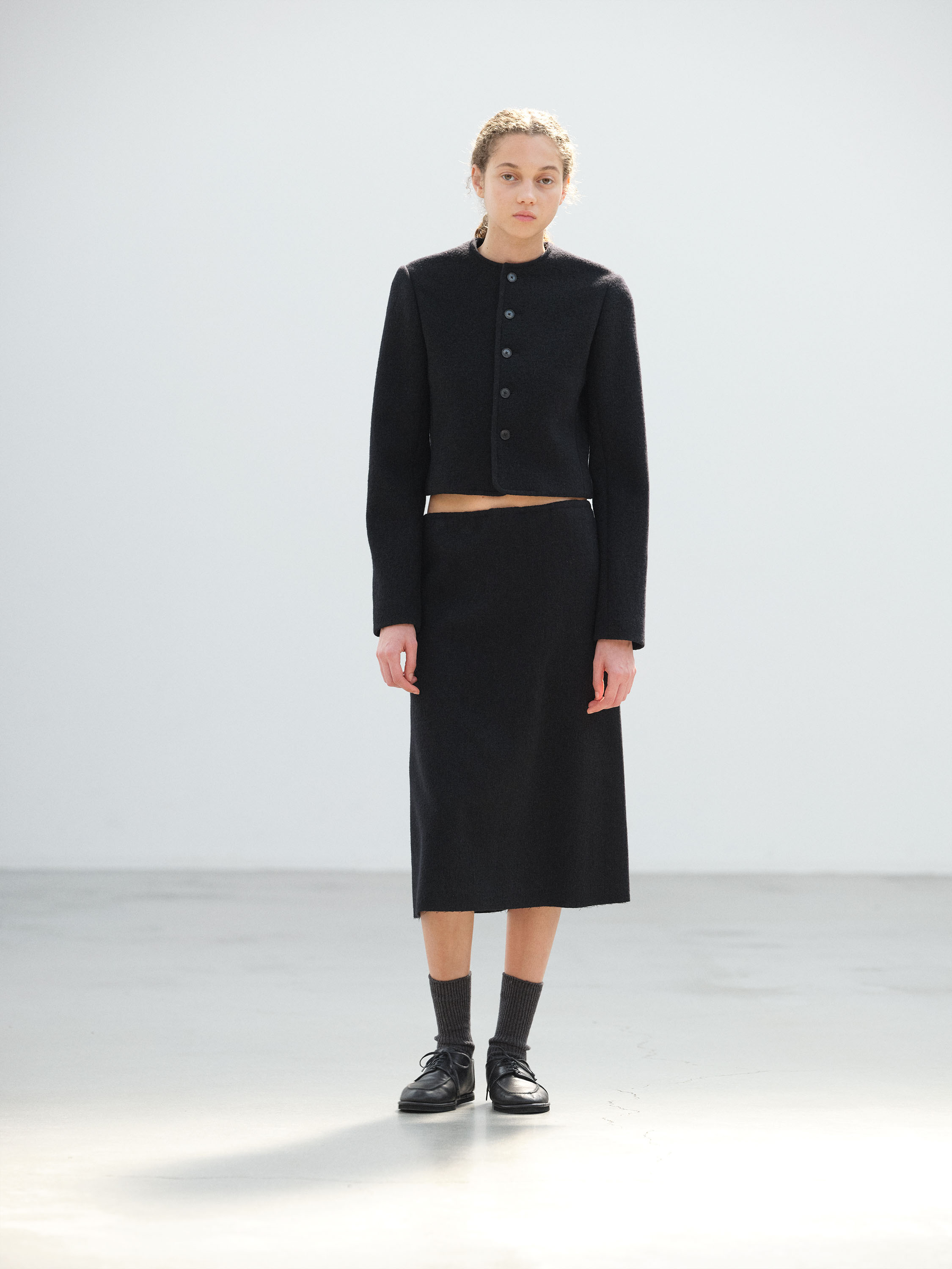 FULLED WOOL SILK SKIRT 詳細画像 BLACK 1