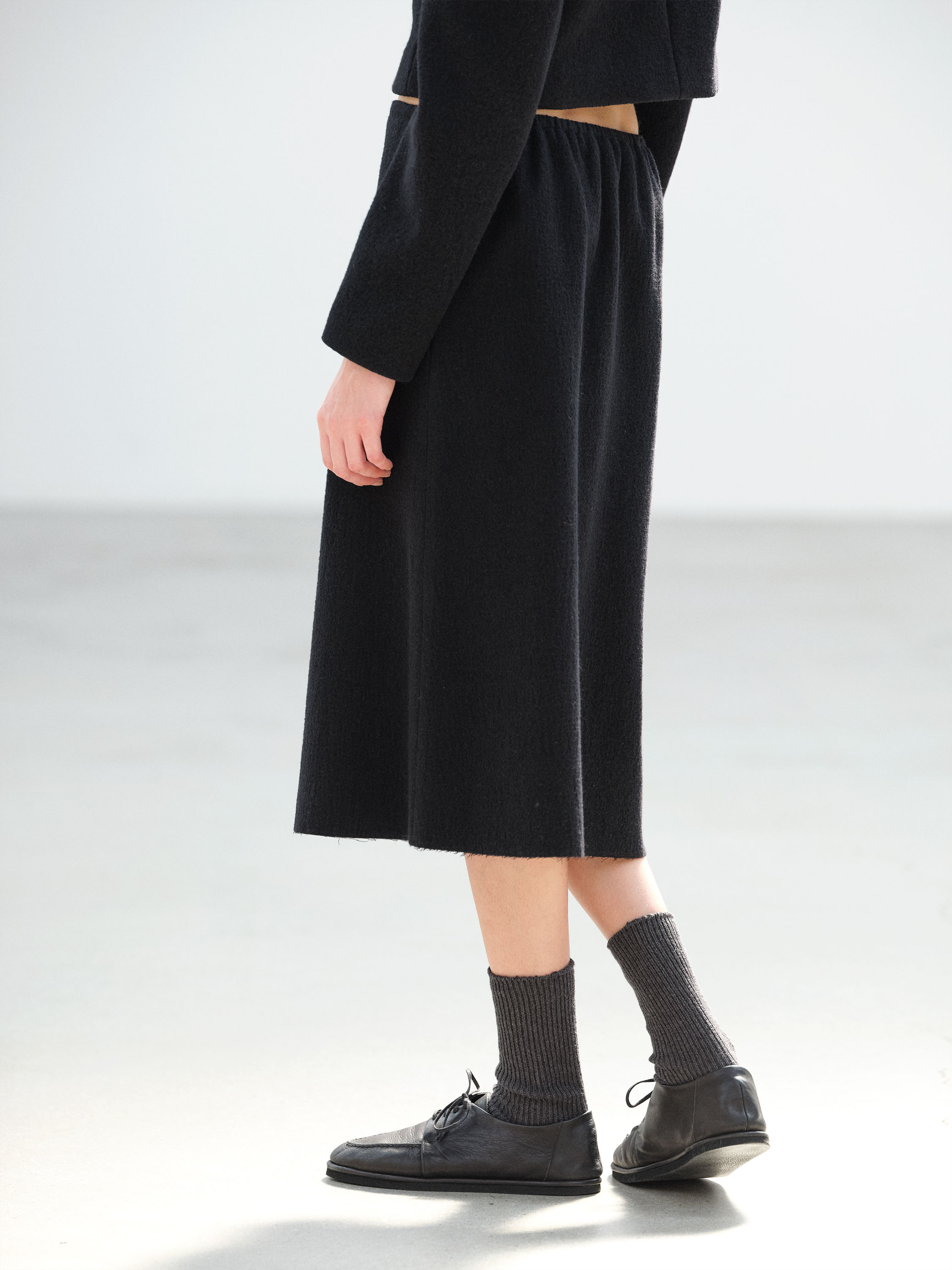 FULLED WOOL SILK SKIRT 詳細画像 BLACK 4