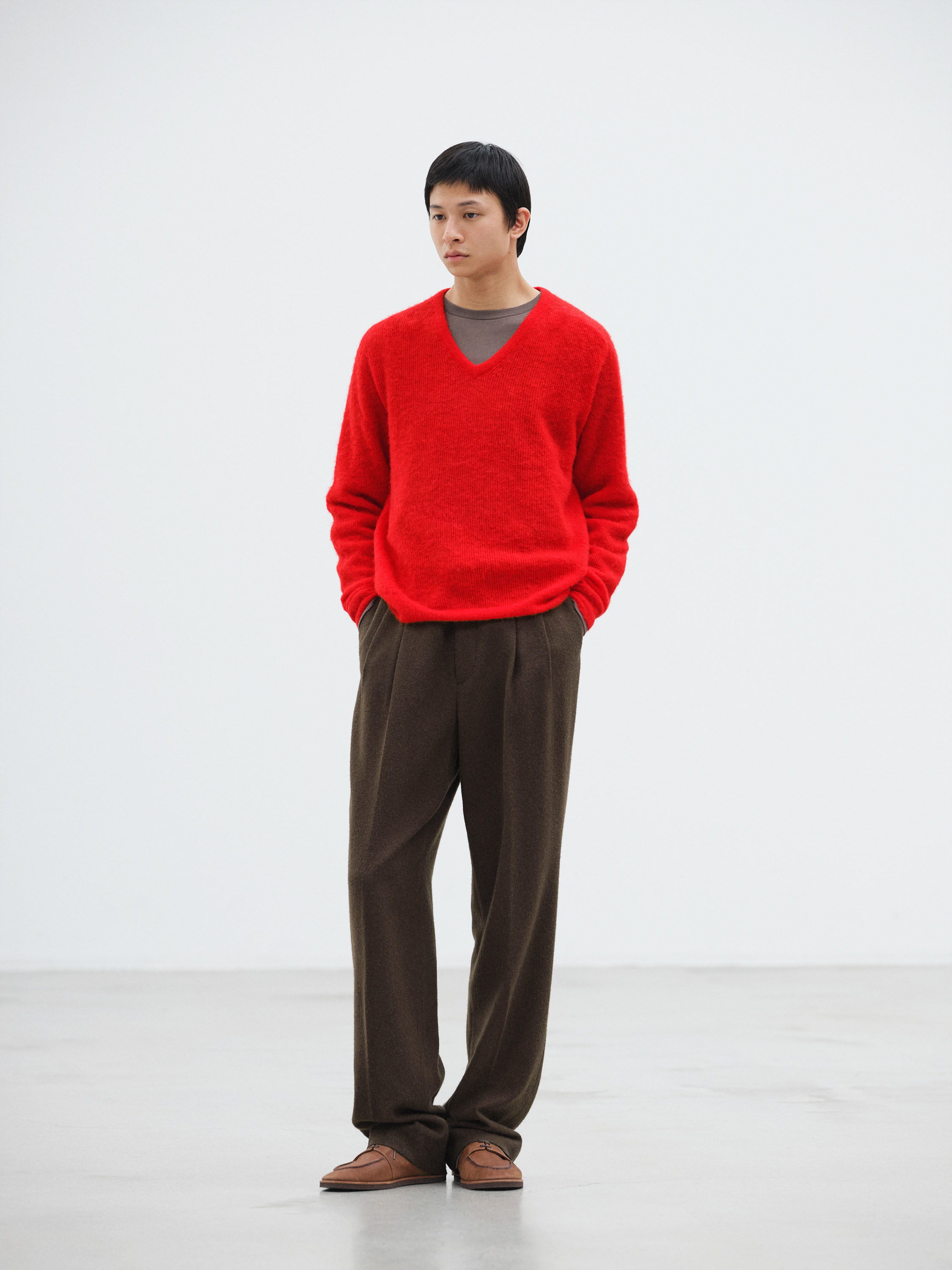 BABY SURI ALPACA SHEER KNIT V-NECK P/O 詳細画像 RED 1