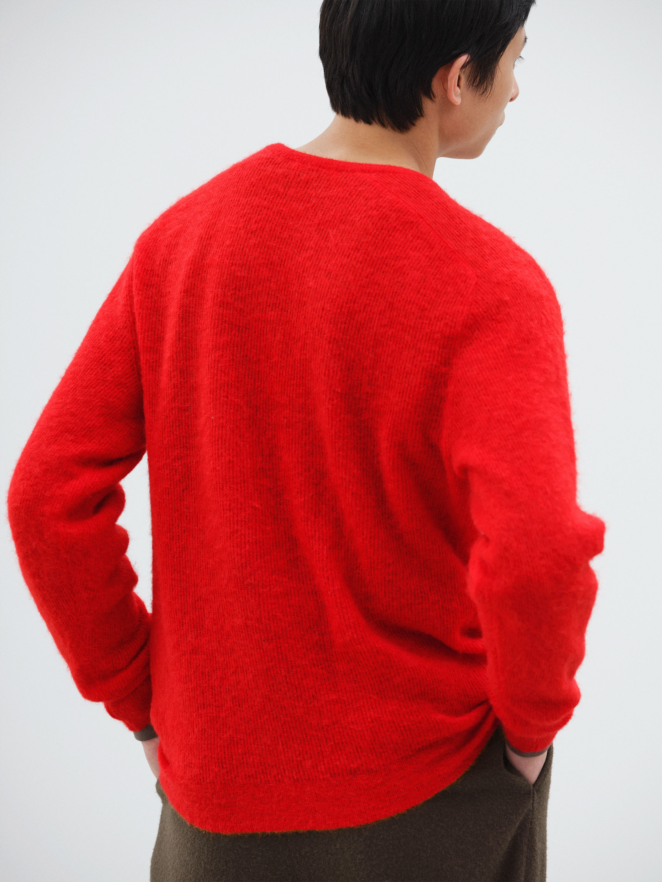 BABY SURI ALPACA SHEER KNIT V-NECK P/O 詳細画像 RED 4